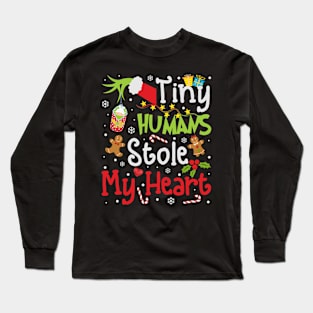 Tiny Humans Stole My Heart Nicu Nurse Grinnch Christmas Long Sleeve T-Shirt